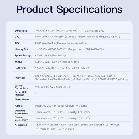 Beelink ME Pro 2-Bay  AI NAS Mini PC  Intel® Wildcat Lake 304