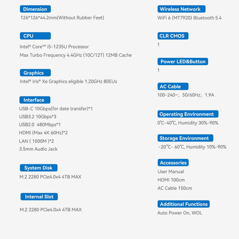 Beelink EQi12 Intel® Core 1235U