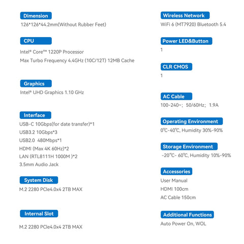 Beelink EQi12 Intel® Core 1235U