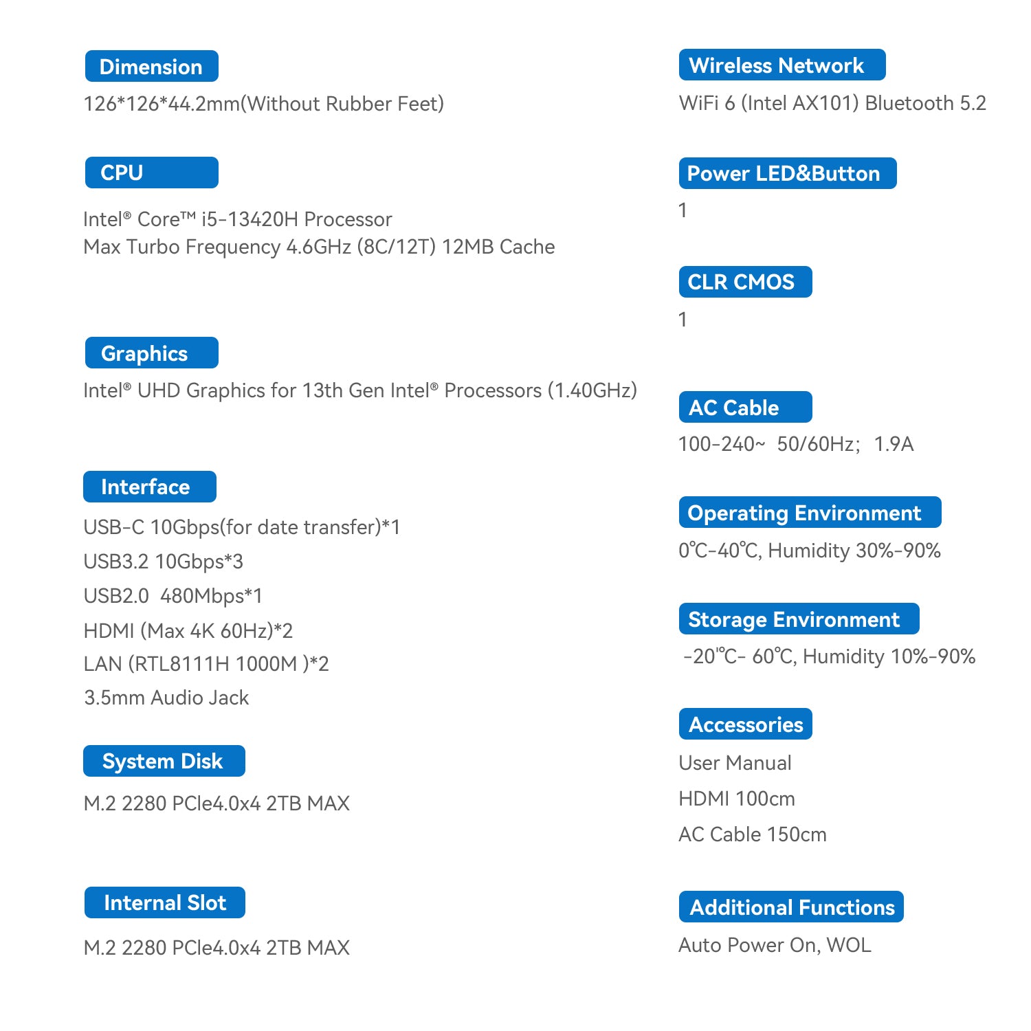 Beelink EQi13 Intel® Core™ 13420H